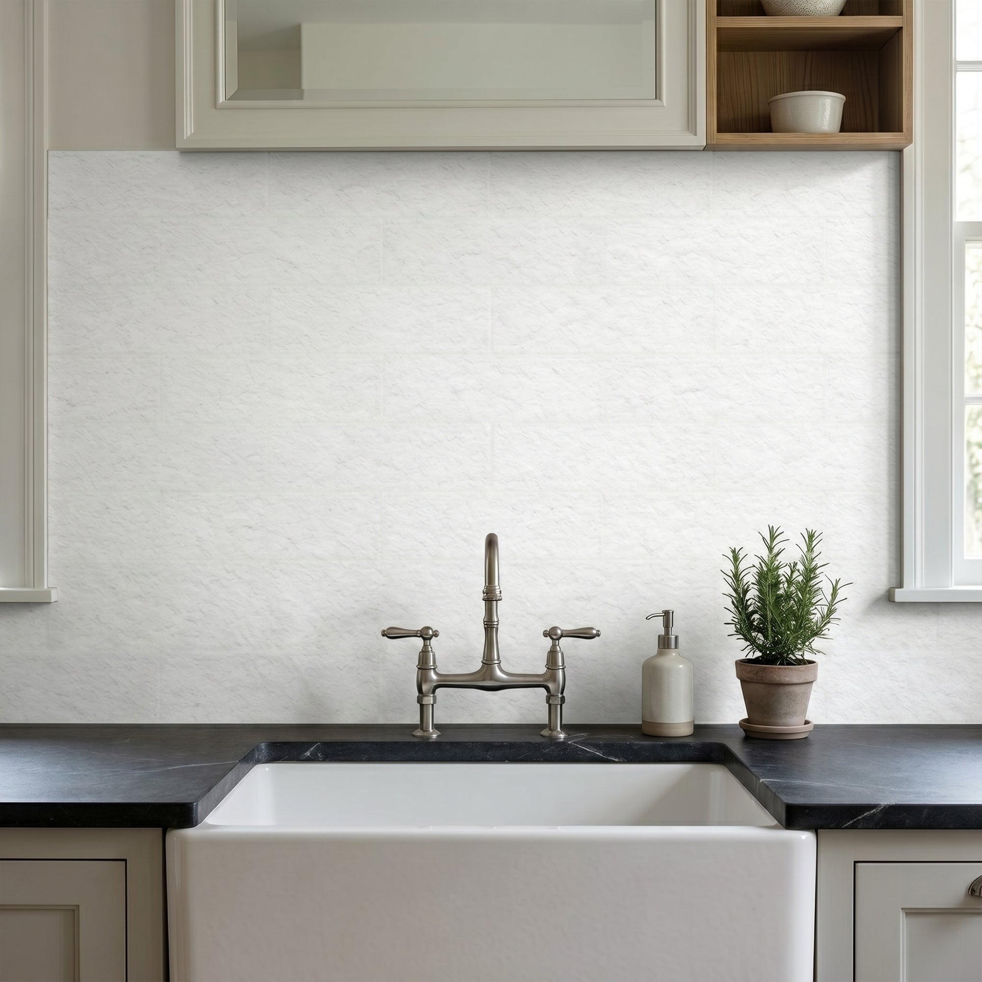 White Quartz Flexible Stone Peel and Stick Tile
