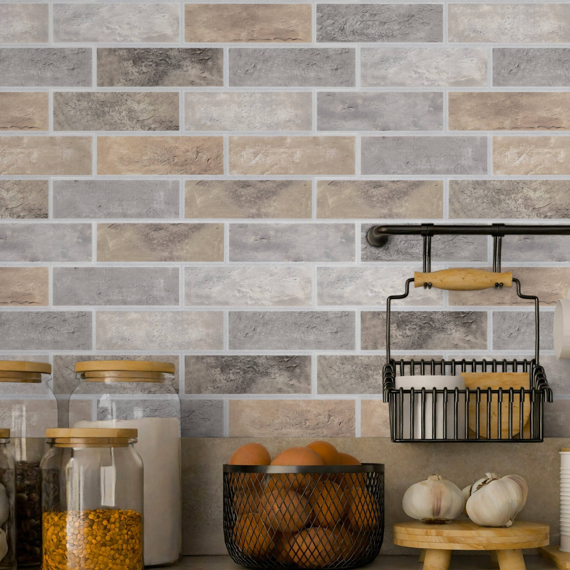 Faux Brick Brown Mixed PET Acoustic Felt Tile