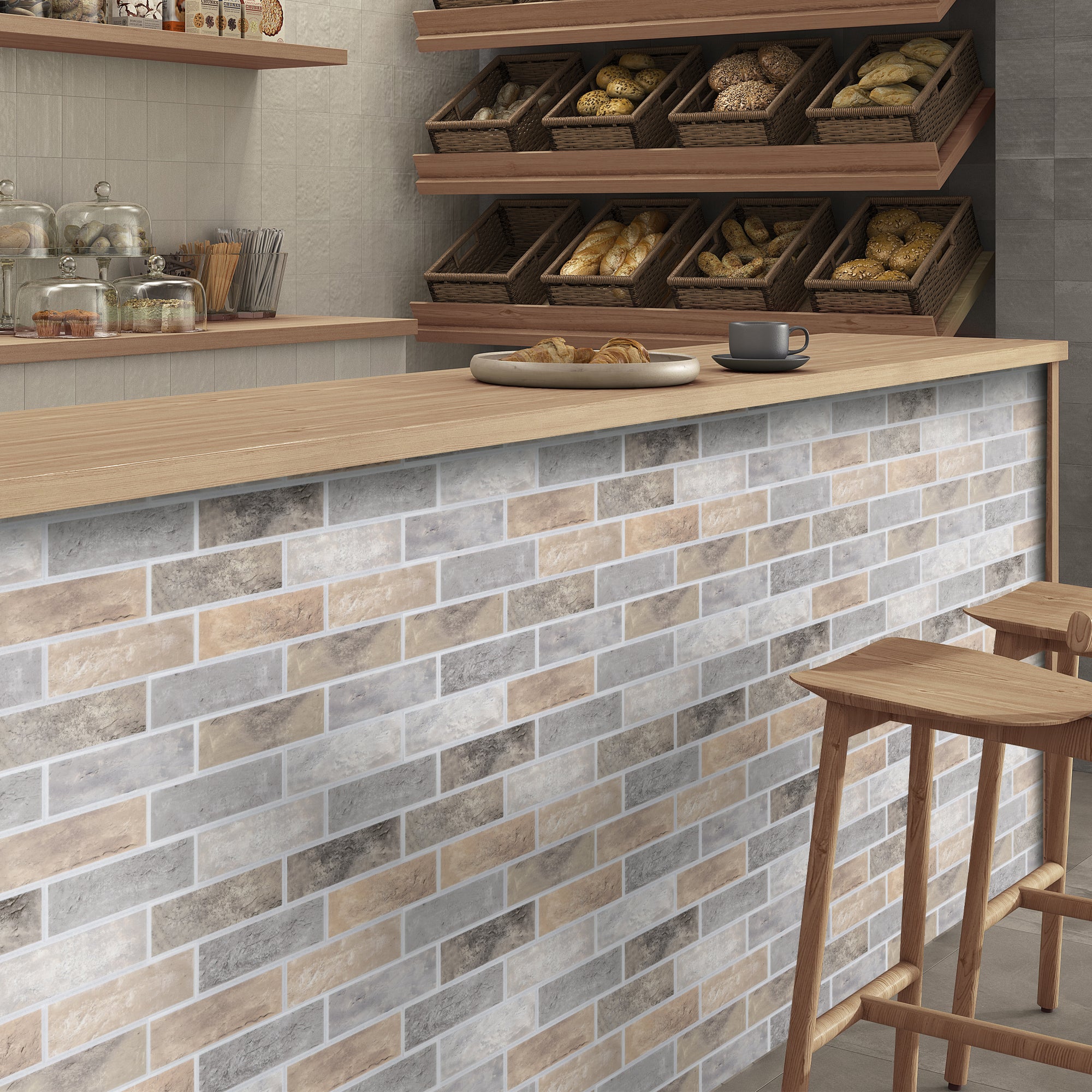 Faux Brick Brown Mixed PET Acoustic Felt Tile
