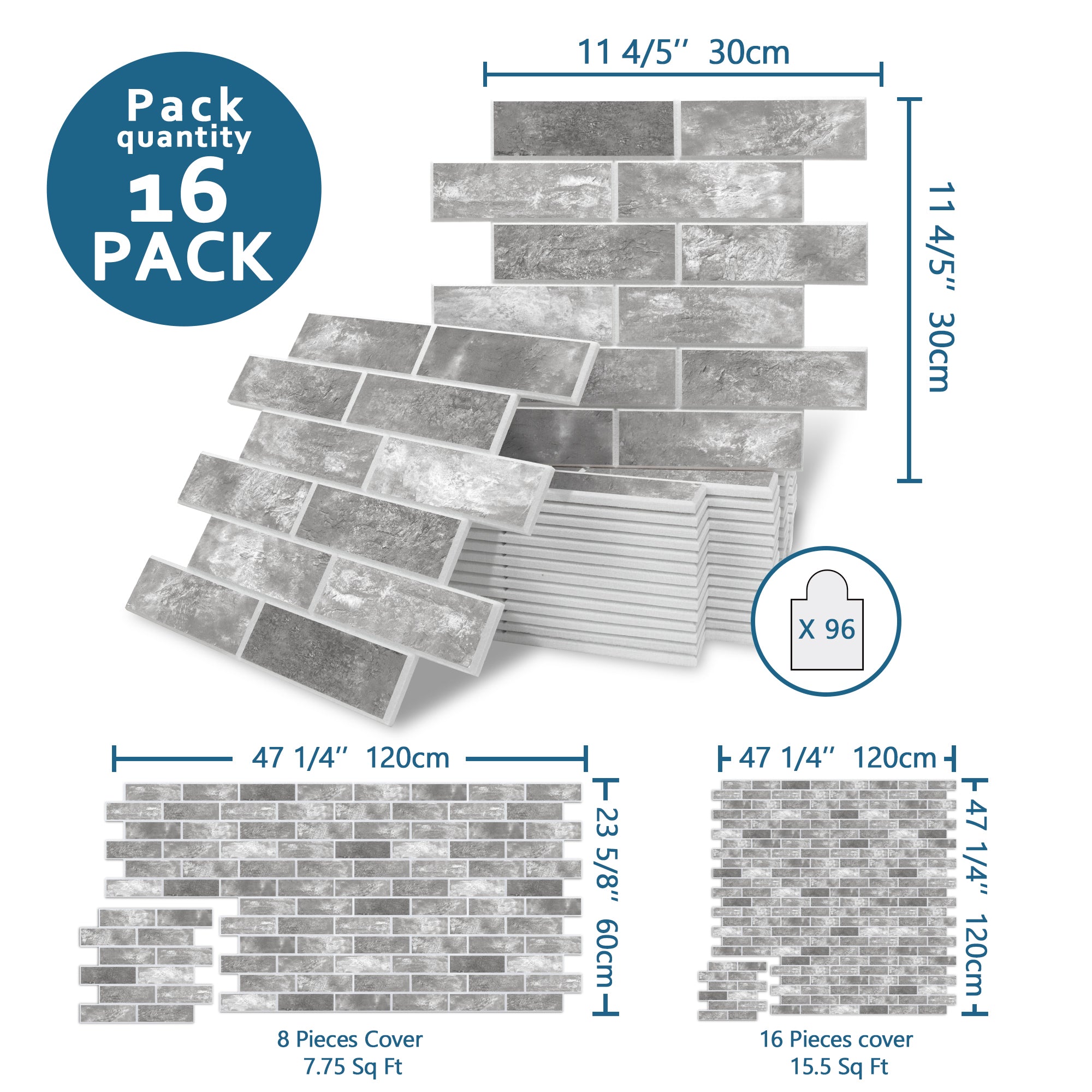 Faux Brick Grey PET Acoustic Felt Tile