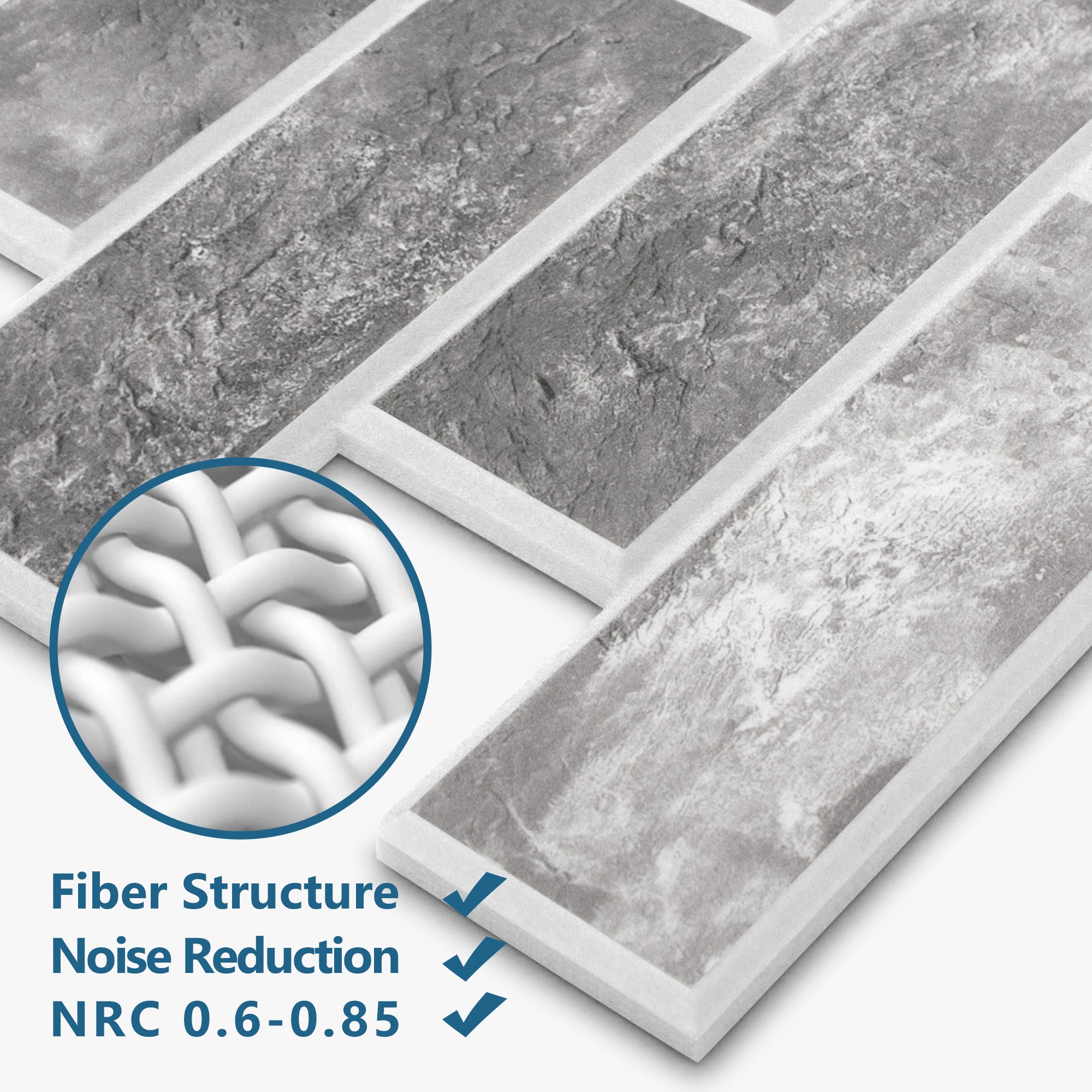 Faux Brick Grey PET Acoustic Felt Tile