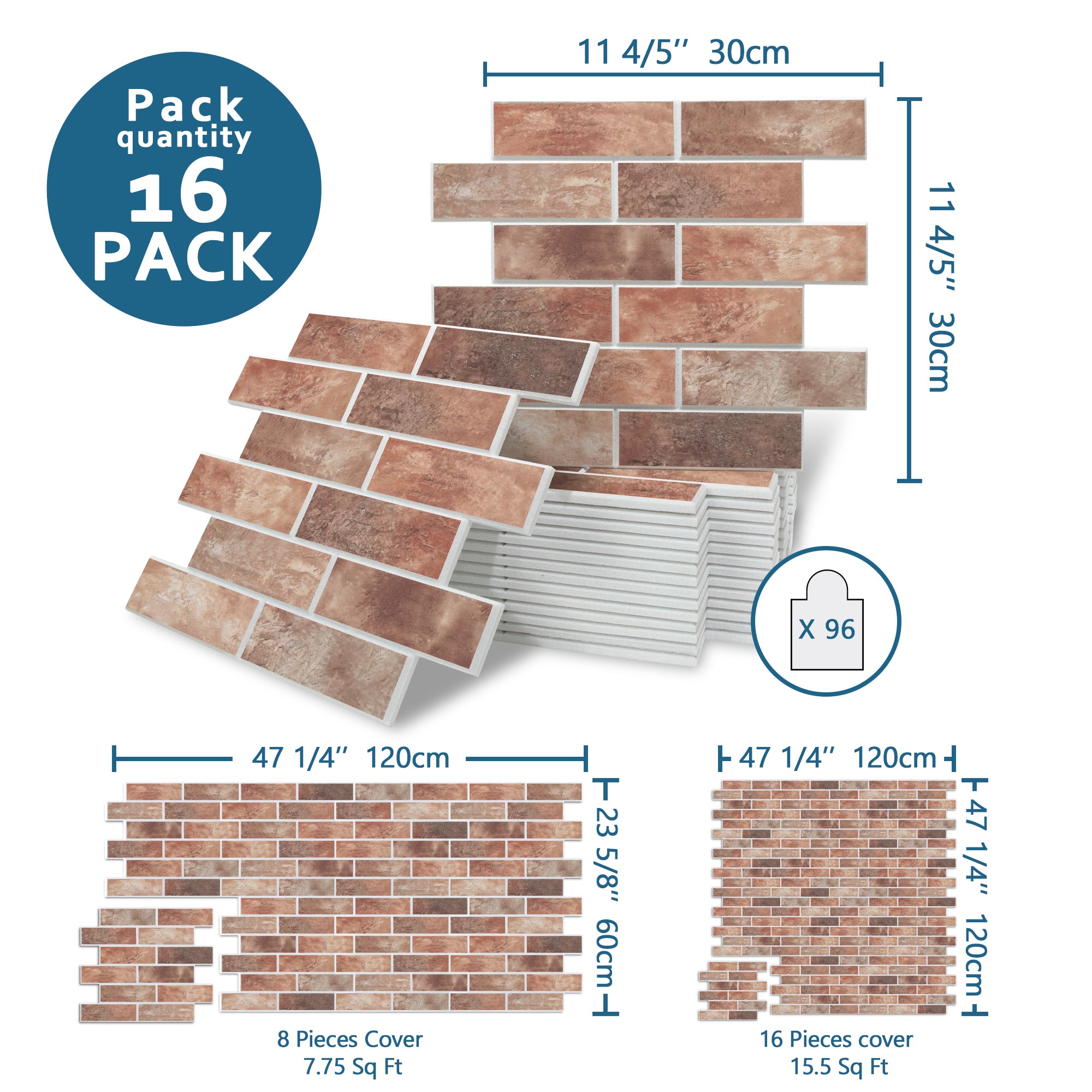 Faux Brick Red Mixed PET Acoustic Felt Tile