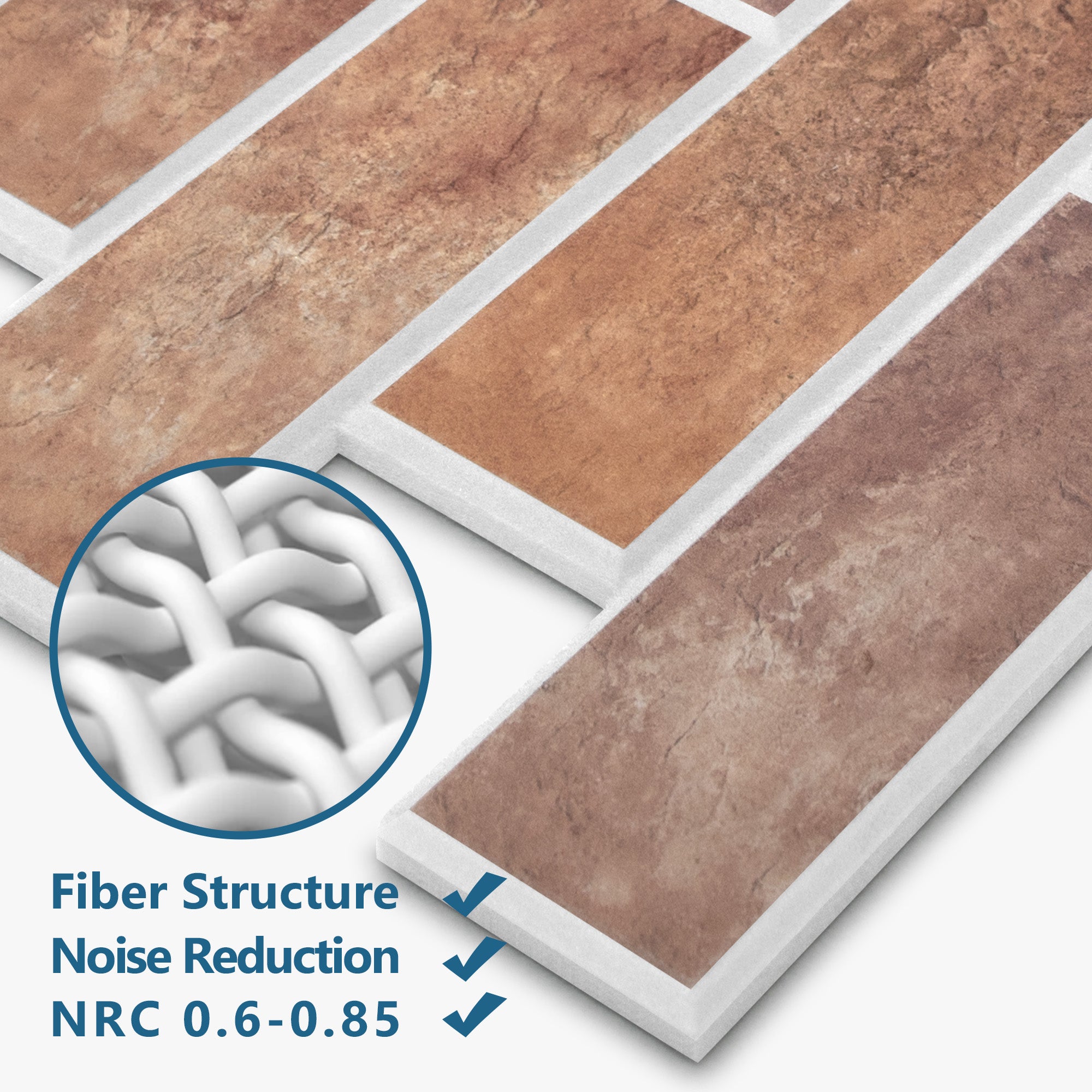 Faux Brick Red Mixed PET Acoustic Felt Tile