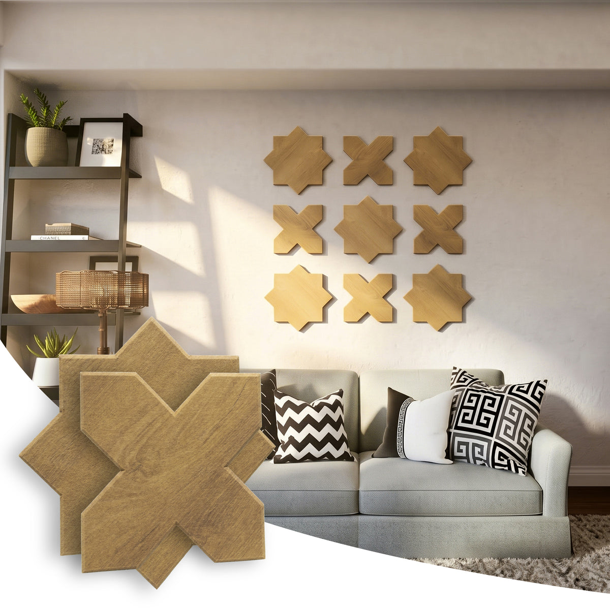 Star & Cross Natural Oak PET Acoustic Felt Tile
