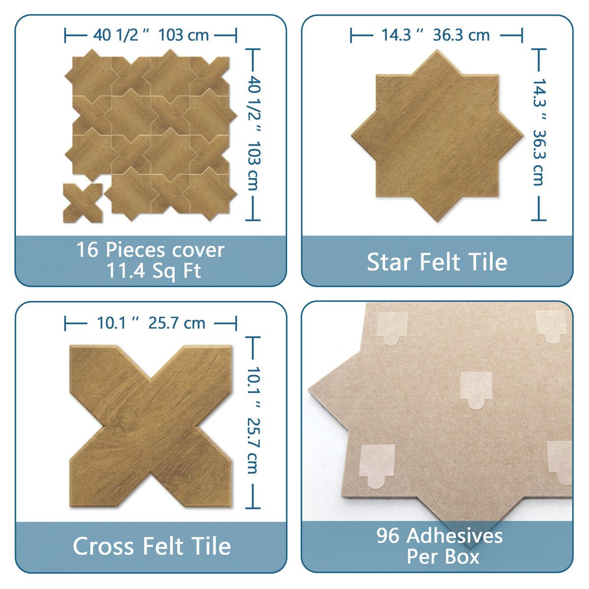 Star & Cross Natural Oak PET Acoustic Felt Tile