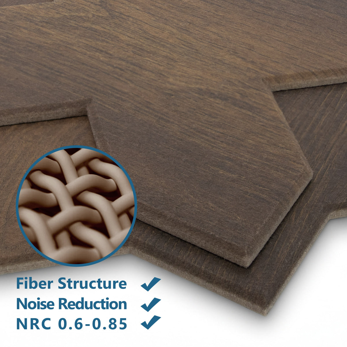 Star & Cross Walnut PET Acoustic Felt Tile