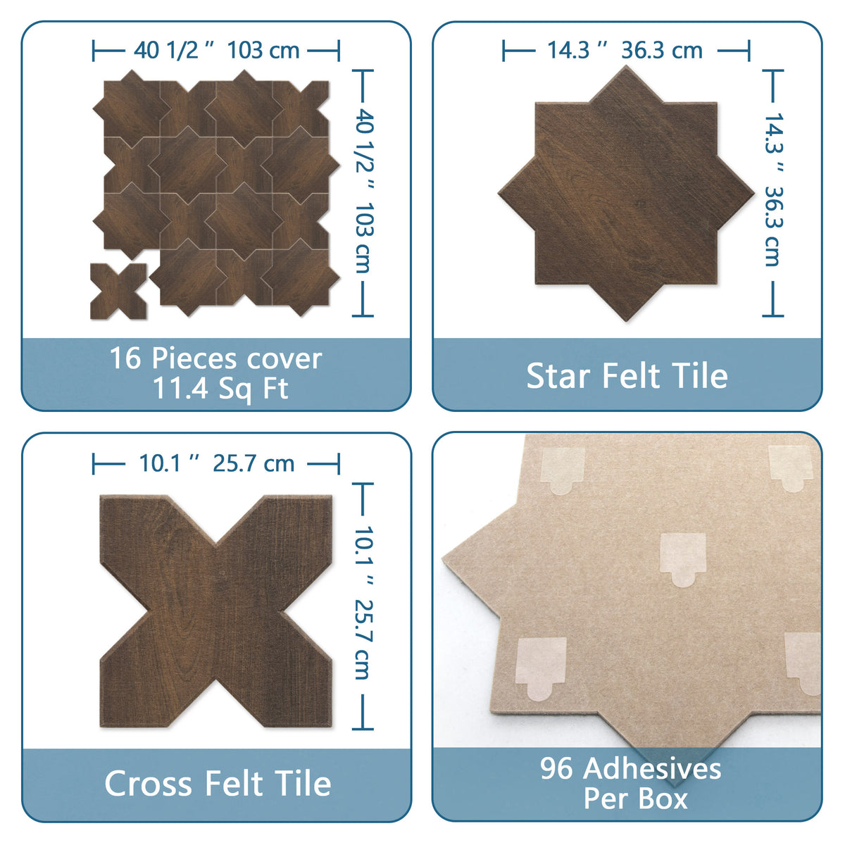 Star & Cross Walnut PET Acoustic Felt Tile