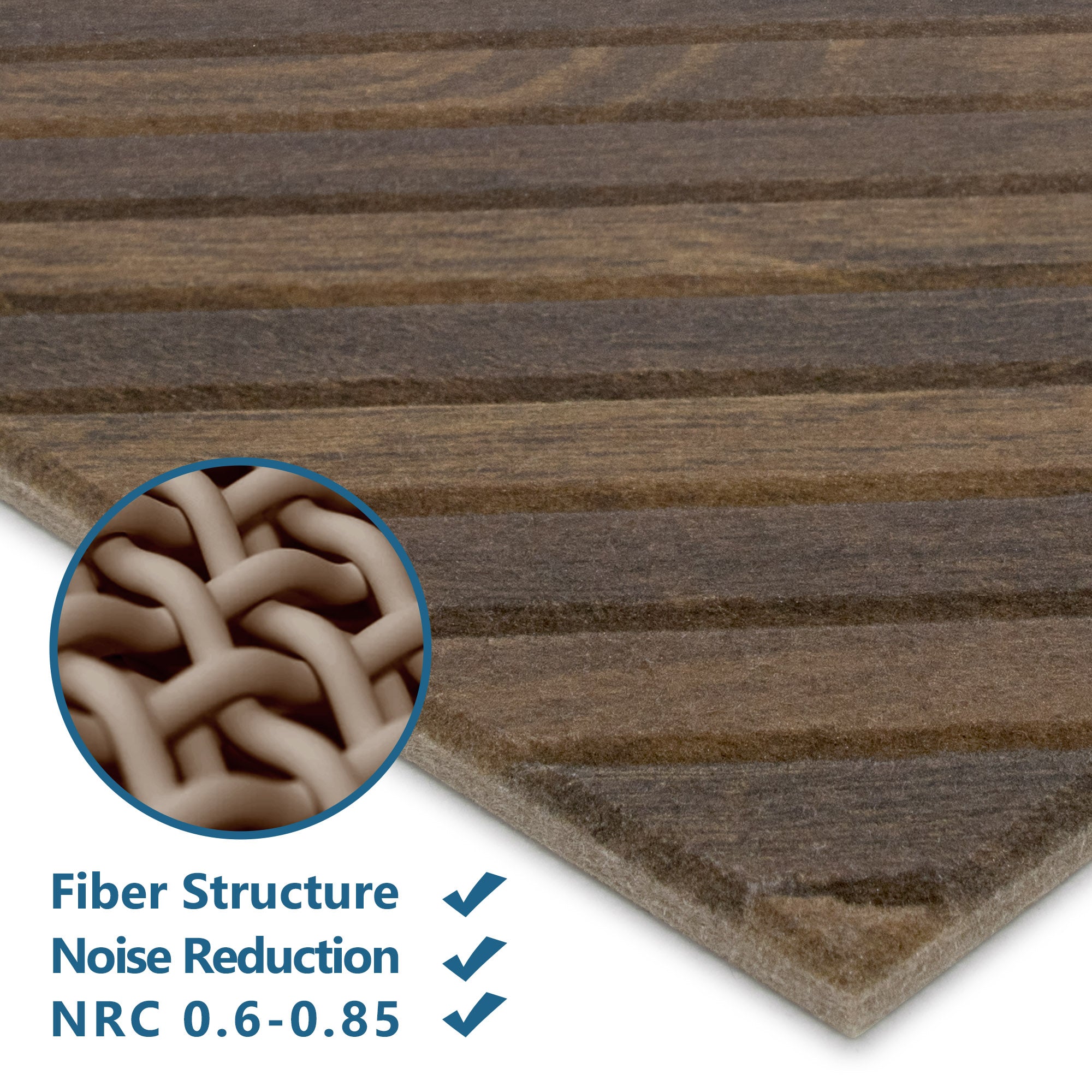 Diagonal Slat Walnut PET Acoustic Felt Tile