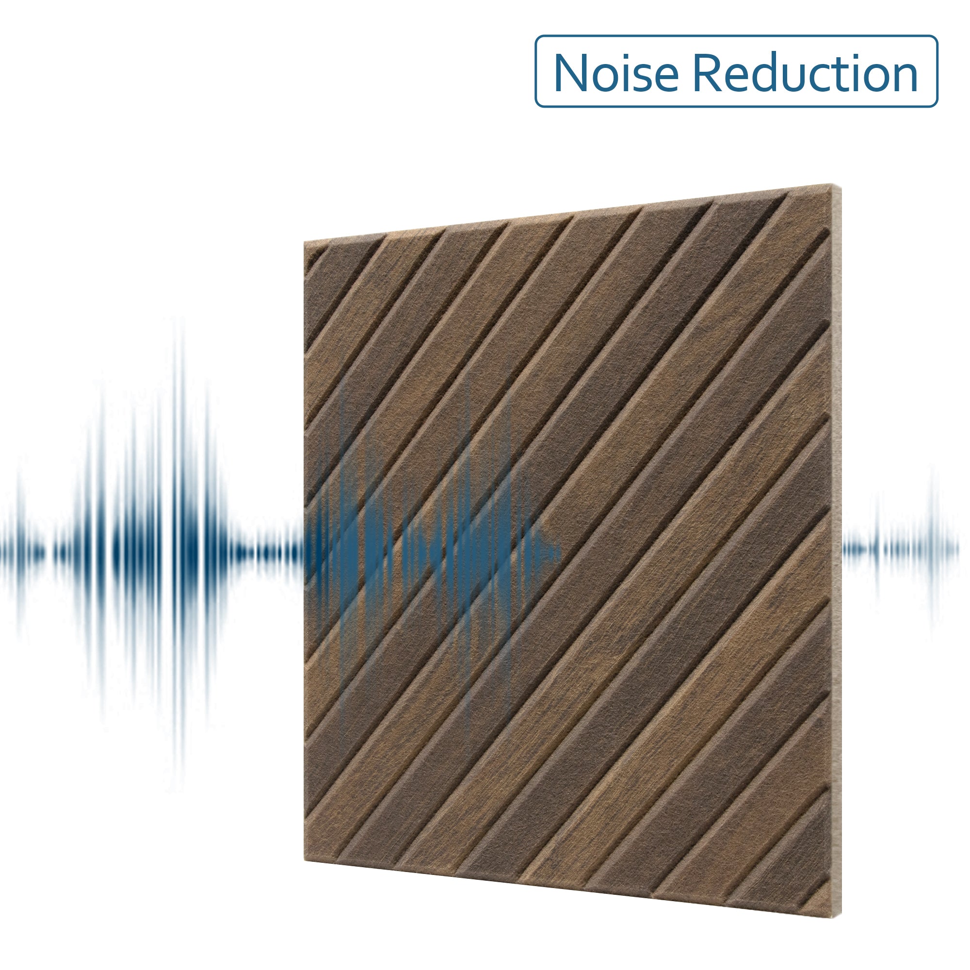 Diagonal Slat Walnut PET Acoustic Felt Tile