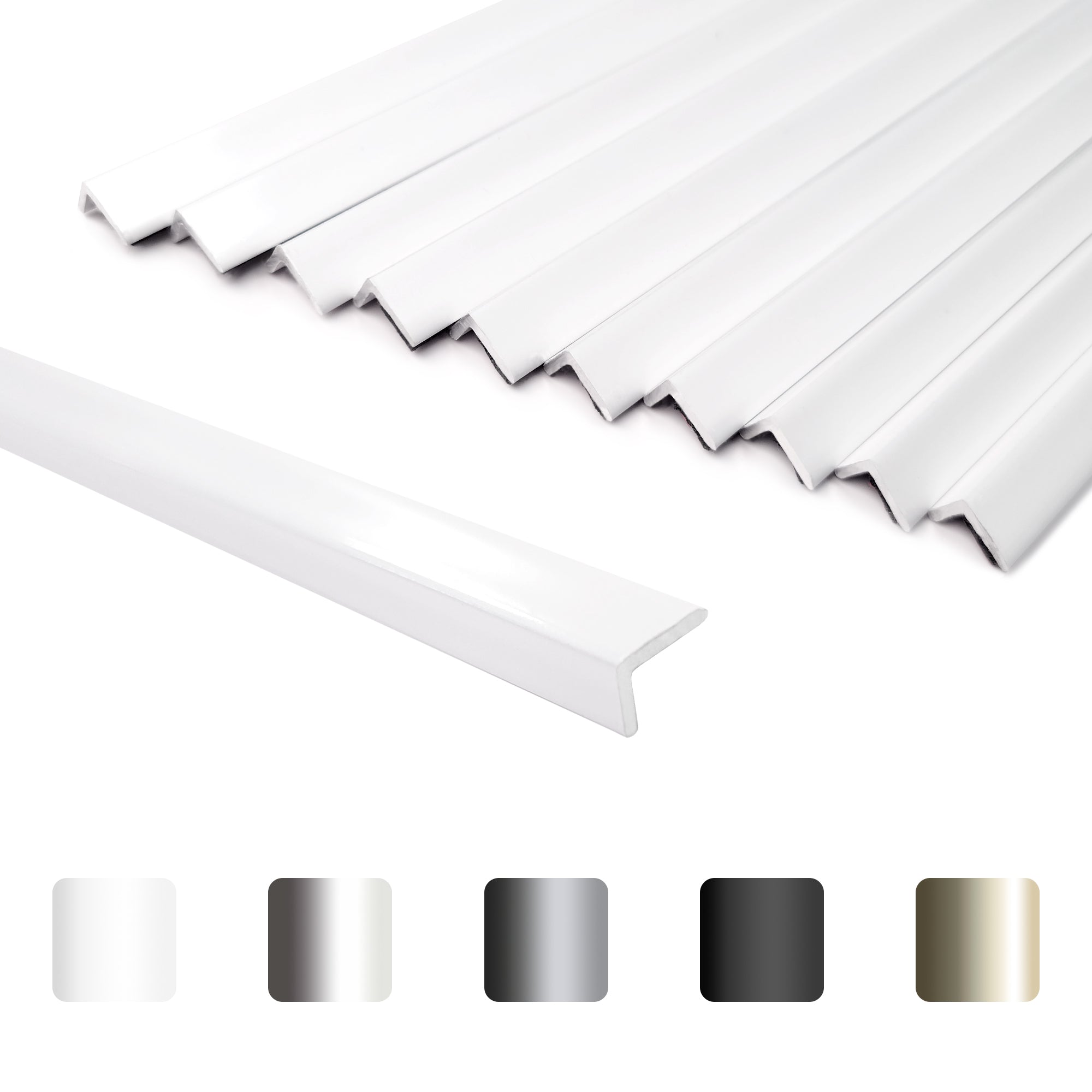 10 Pieces Aluminium Peel and Stick Backsplash Trim, 12Inch Milky White