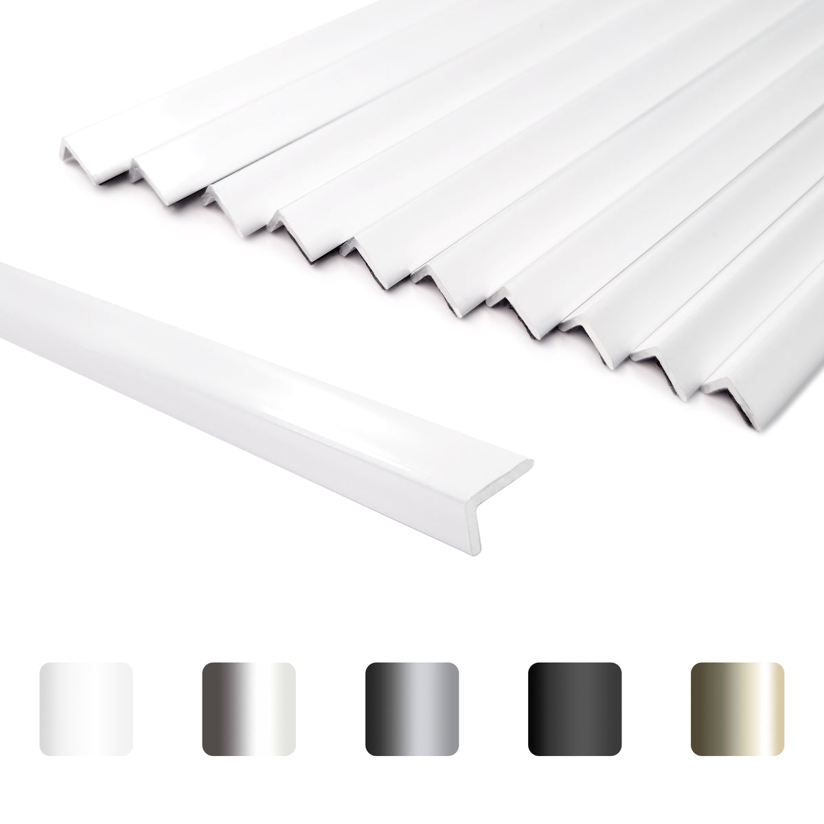 10 Pieces Aluminium Peel and Stick Backsplash Trims, 12Inch Milky White