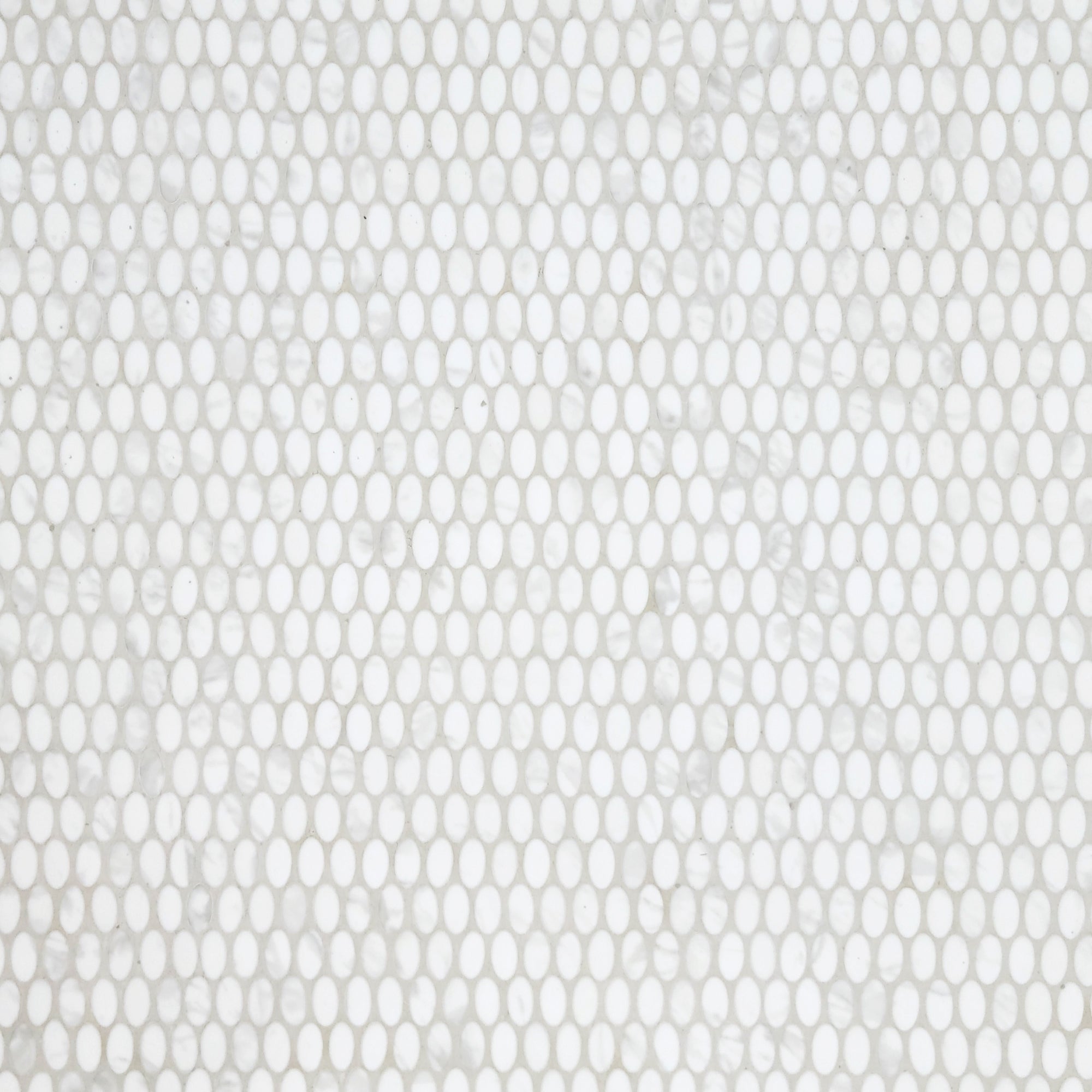 White Calacatta Oval Recycled Glass Floor and Wall Mosaic Tile
