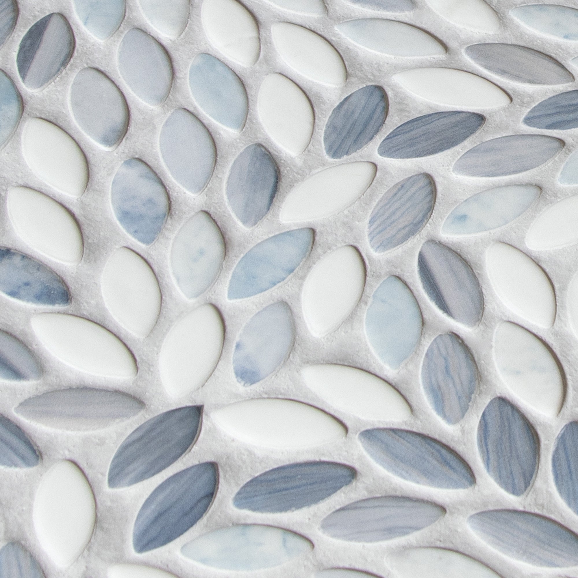 Flower Blue Recycled Glass Floor and Wall Mosaic Tile