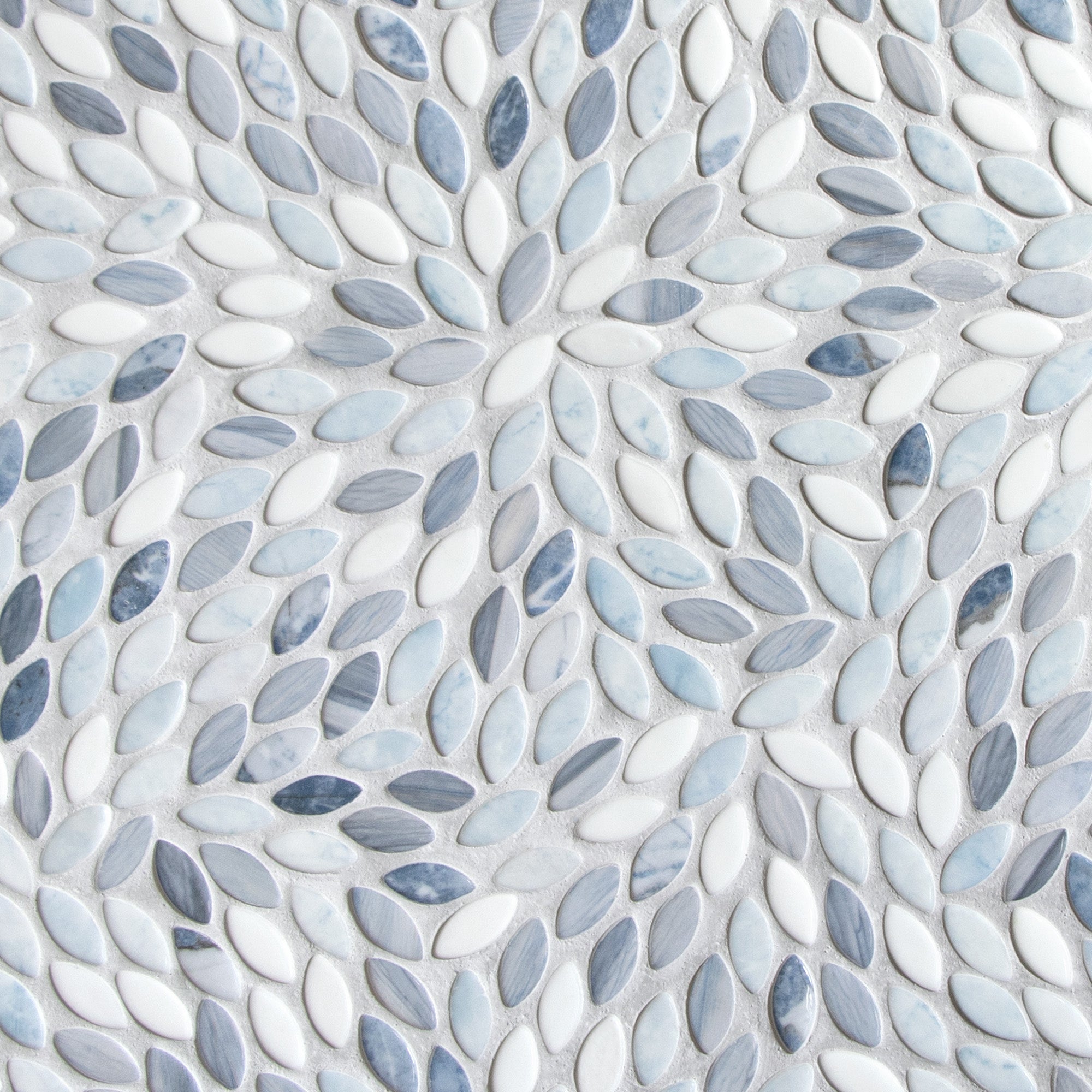 Flower Blue Recycled Glass Floor and Wall Mosaic Tile
