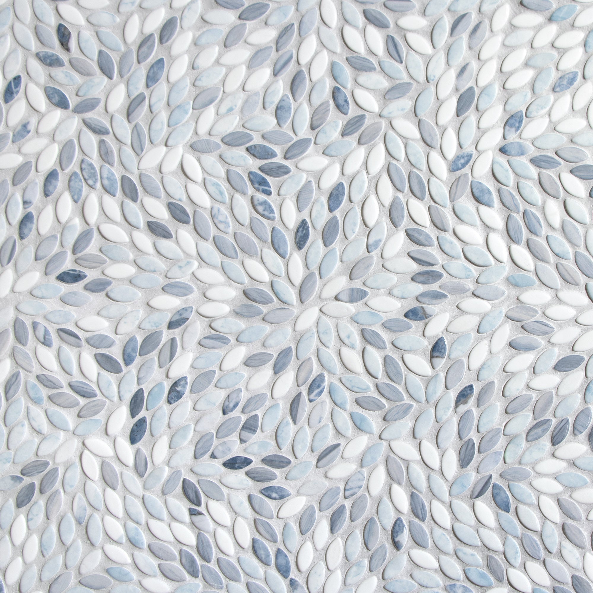 Flower Blue Recycled Glass Floor and Wall Mosaic Tile