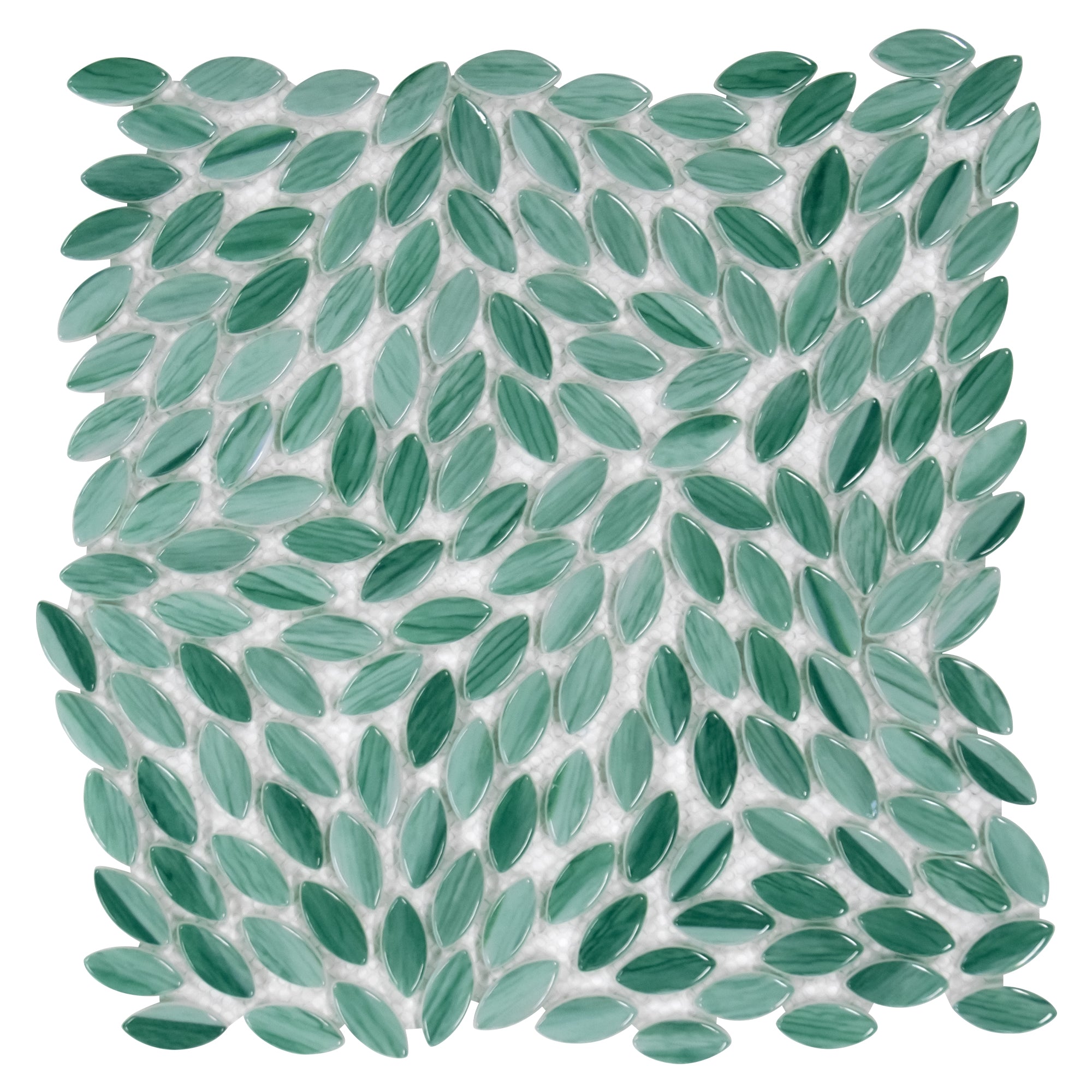 Flower Green Recycled Glass Floor and Wall Mosaic Tile