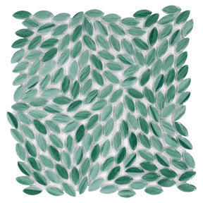 Flower Green Recycled Glass Floor And Wall Mosaic Tile