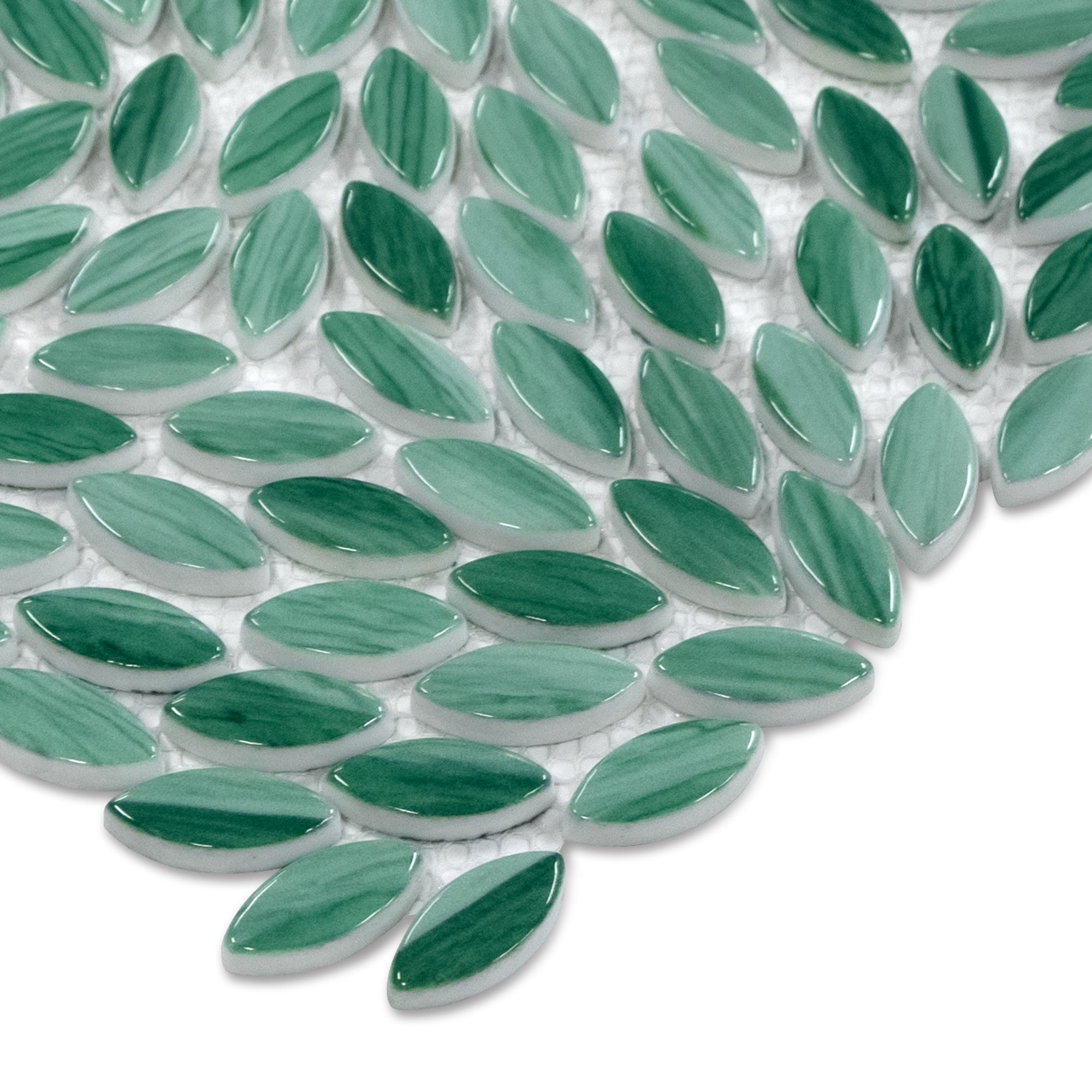 Flower Green Recycled Glass Floor and Wall Mosaic Tile