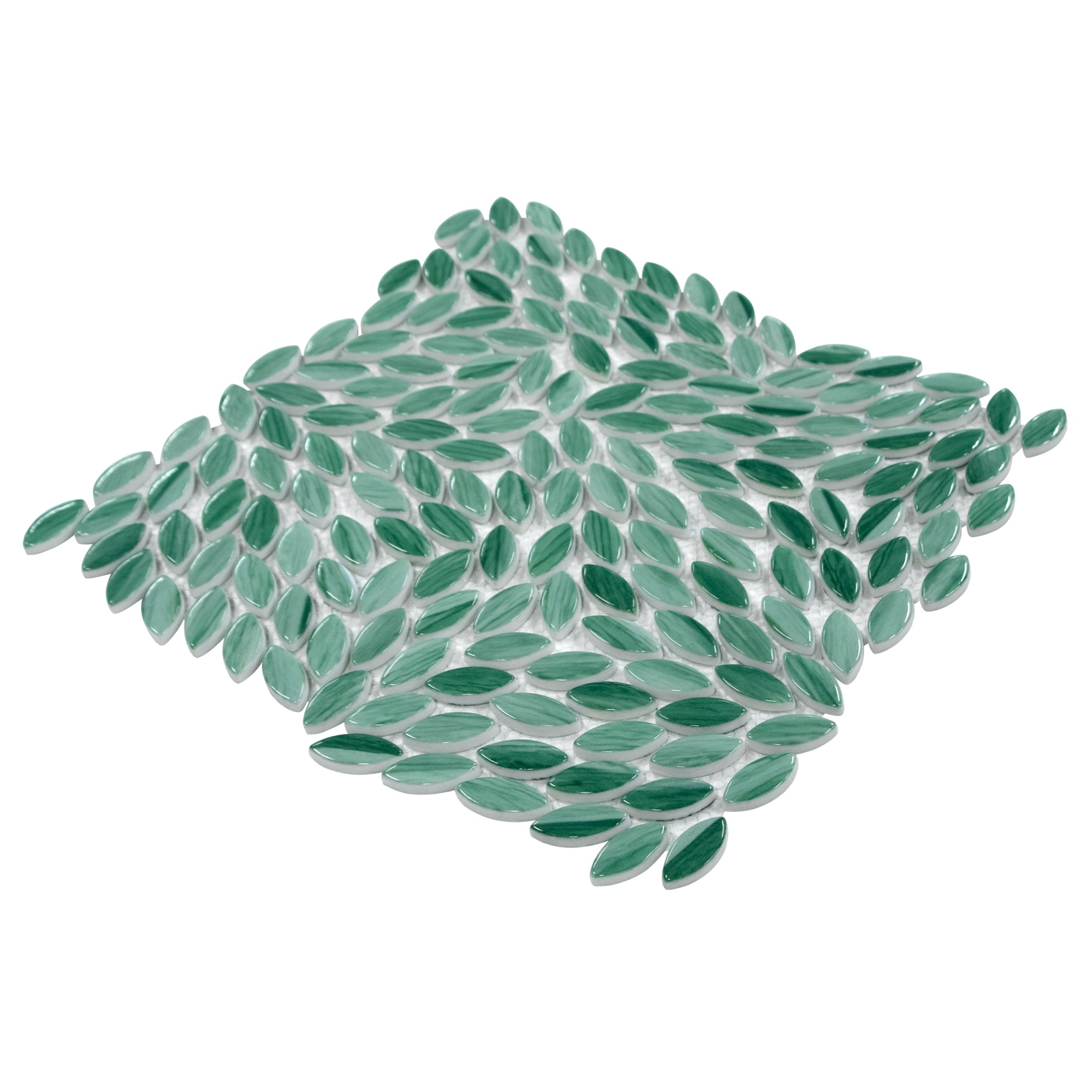 Flower Green Recycled Glass Floor and Wall Mosaic Tile