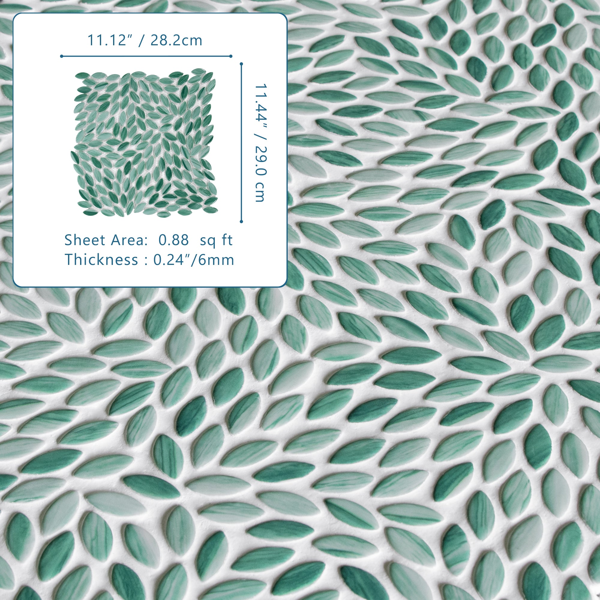 Flower Green Recycled Glass Floor and Wall Mosaic Tile