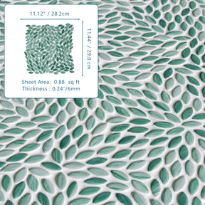 Flower Green Recycled Glass Floor And Wall Mosaic Tile