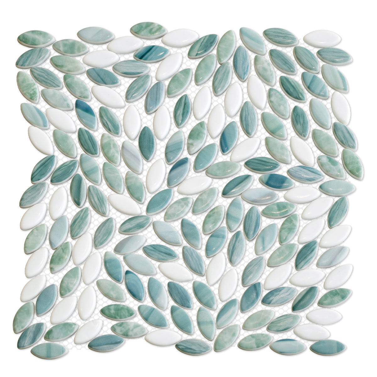 Flower Green Recycled Glass Floor and Wall Mosaic Tile
