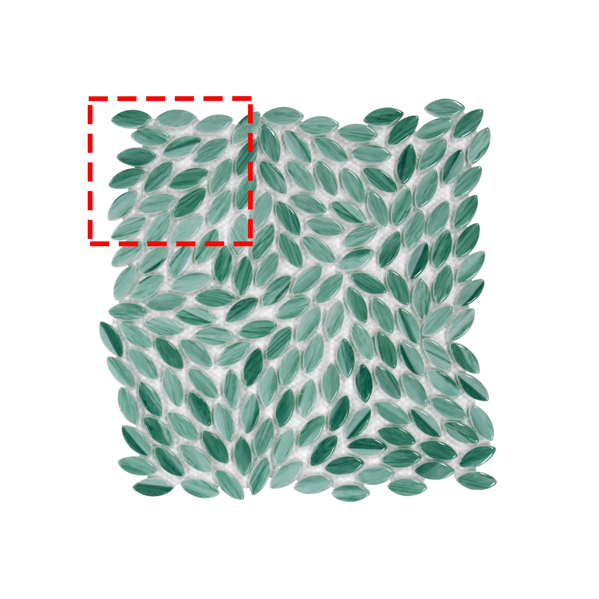 Flower Green Recycled Glass Floor and Wall Mosaic Tile