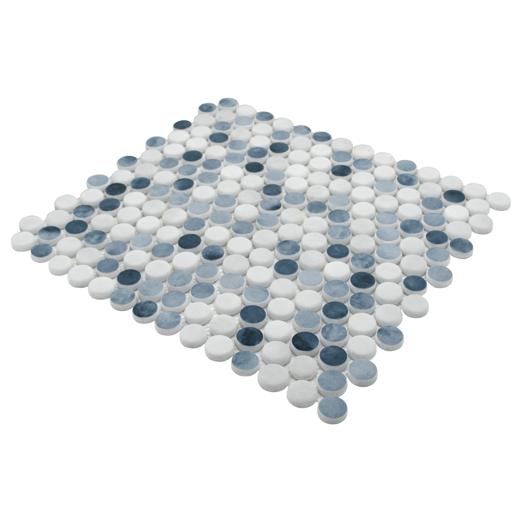 Penny Round Blue Recycled Glass Floor and Wall Mosaic Tile