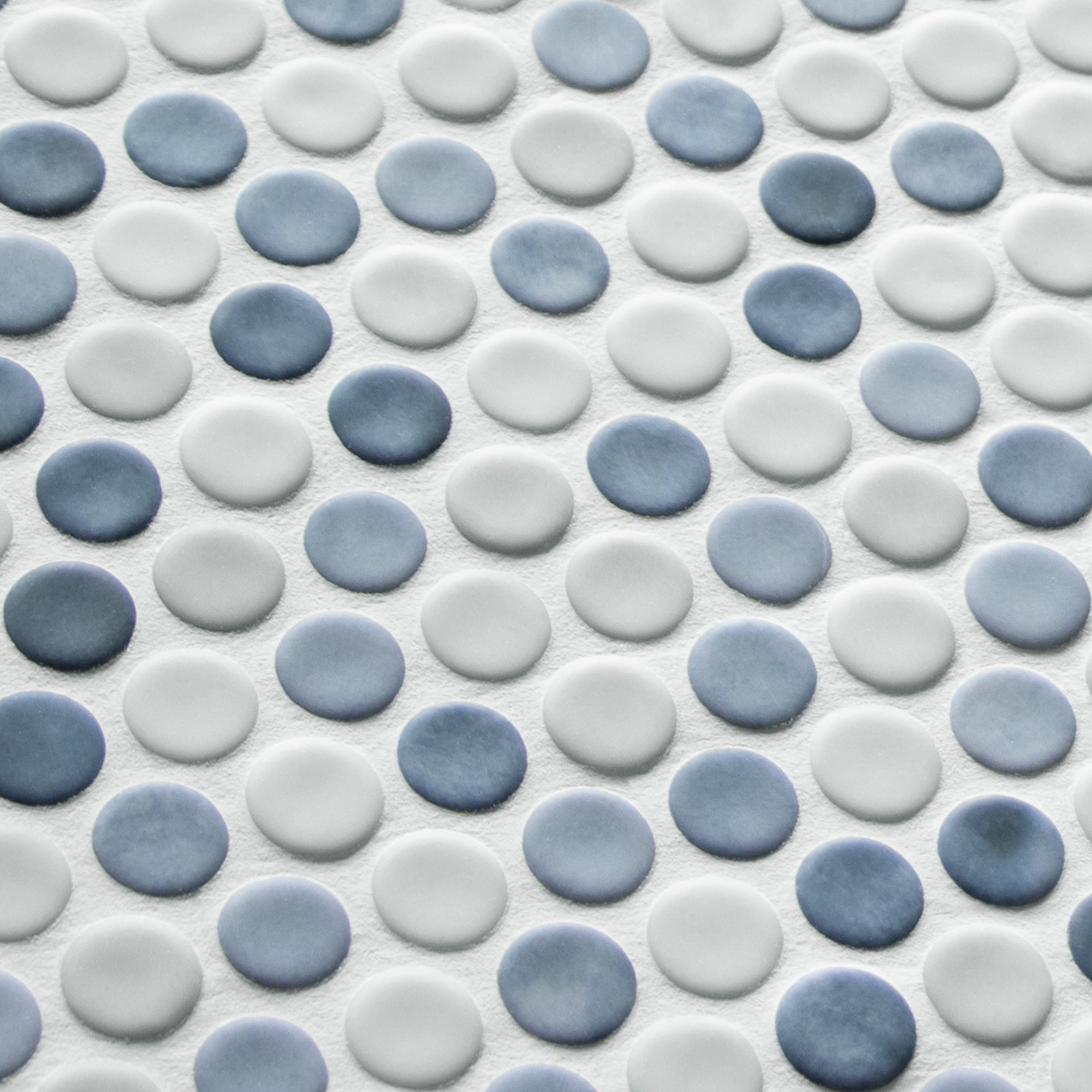 Penny Round Blue Recycled Glass Floor and Wall Mosaic Tile