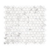 Penny Round Carrara White Recycled Glass Floor And Wall Mosaic Tile