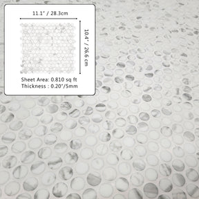Penny Round Carrara White Recycled Glass Floor And Wall Mosaic Tile