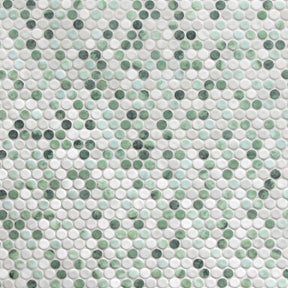 Penny Round Green Recycled Glass Floor and Wall Mosaic Tile