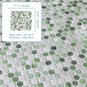 Penny Round Green Recycled Glass Floor and Wall Mosaic Tile