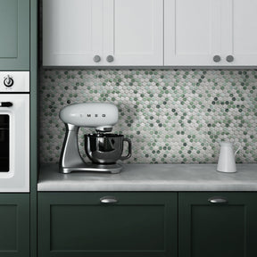 Penny Round Green Recycled Glass Floor and Wall Mosaic Tile