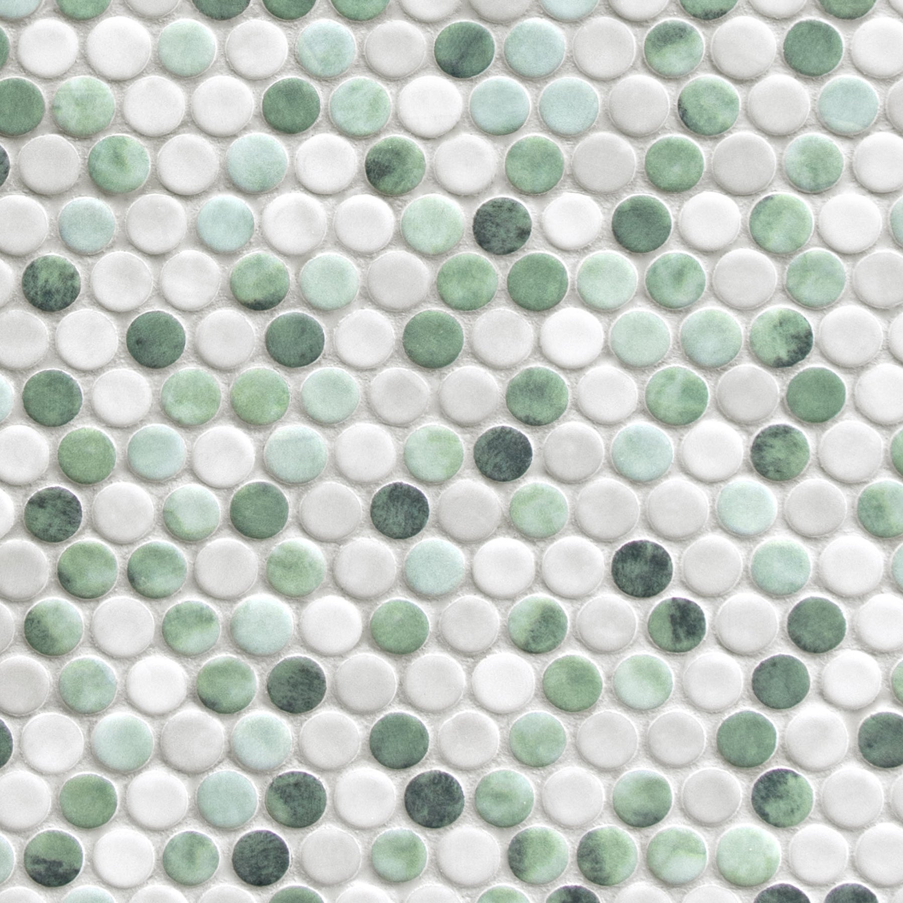 Penny Round Green Recycled Glass Floor and Wall Mosaic Tile