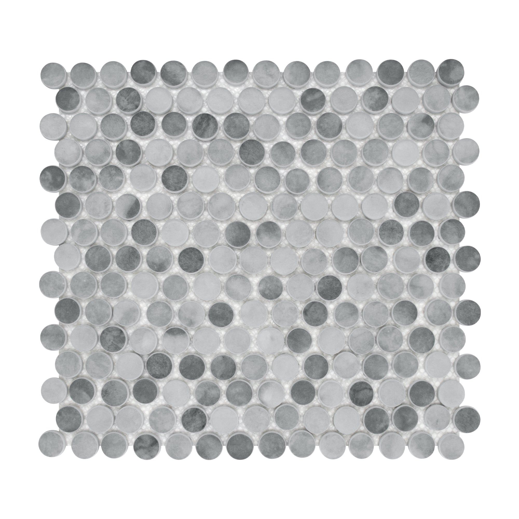 Penny Round Gray Recycled Glass Floor and Wall Mosaic Tile