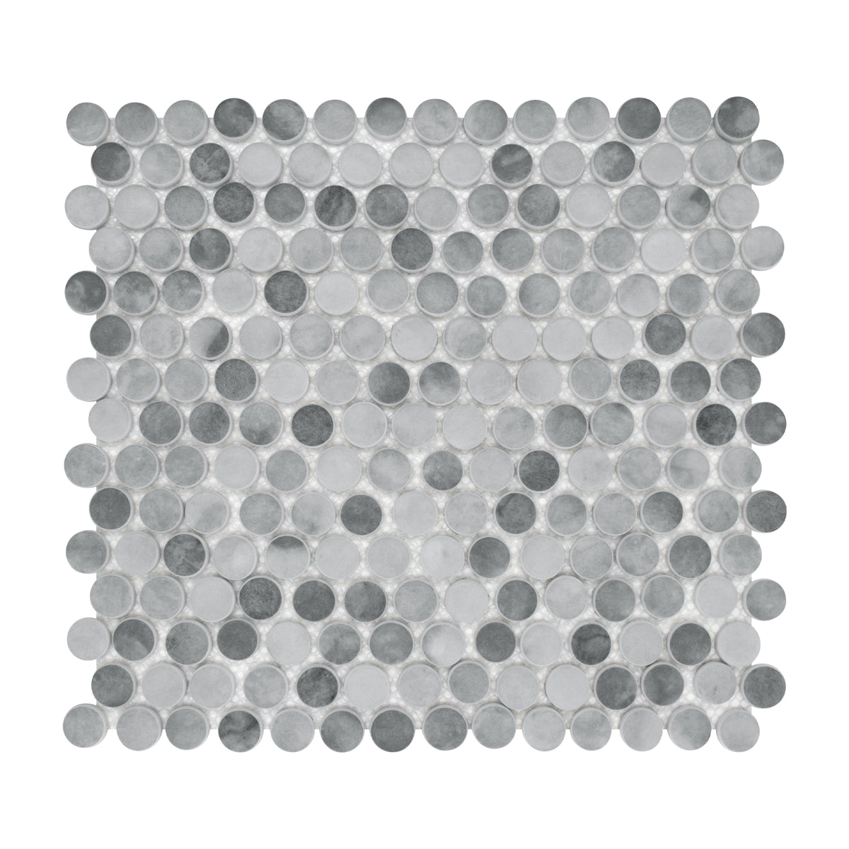 Penny Round Gray Mixed Recycled Glass Floor And Wall Mosaic Tile