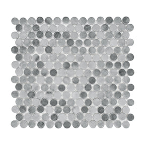 Penny Round Gray Mixed Recycled Glass Floor And Wall Mosaic Tile