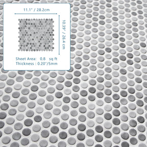Penny Round Gray Mixed Recycled Glass Floor And Wall Mosaic Tile