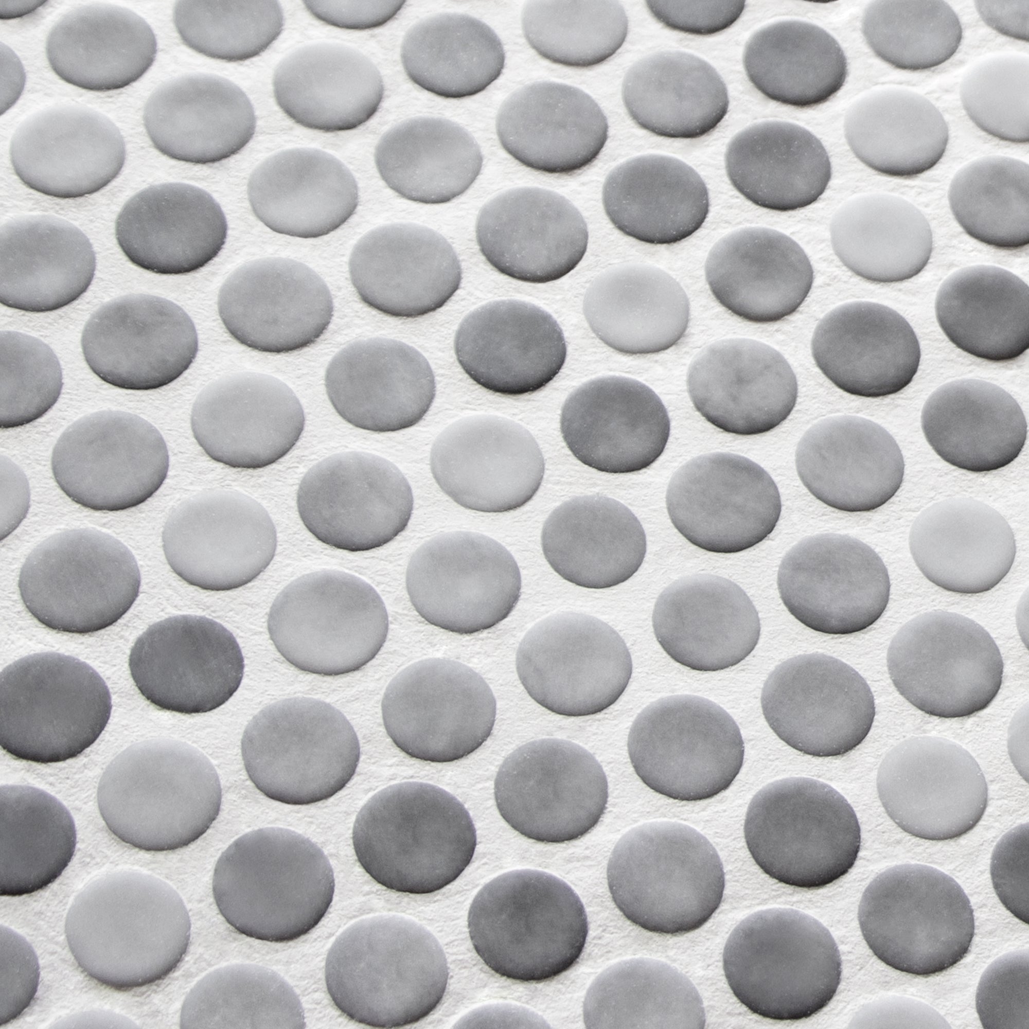 Penny Round Gray Recycled Glass Floor and Wall Mosaic Tile
