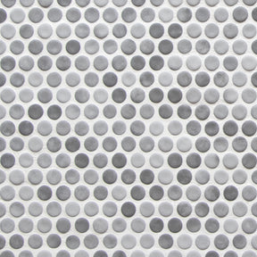 Penny Round Gray Mixed Recycled Glass Floor And Wall Mosaic Tile