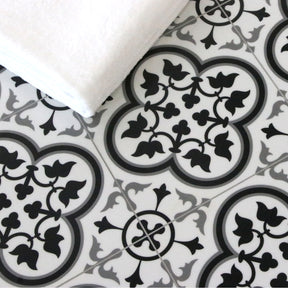 9" x 9" Patterned Black and White Peel and Stick Backsplash Wall and Floor Tile