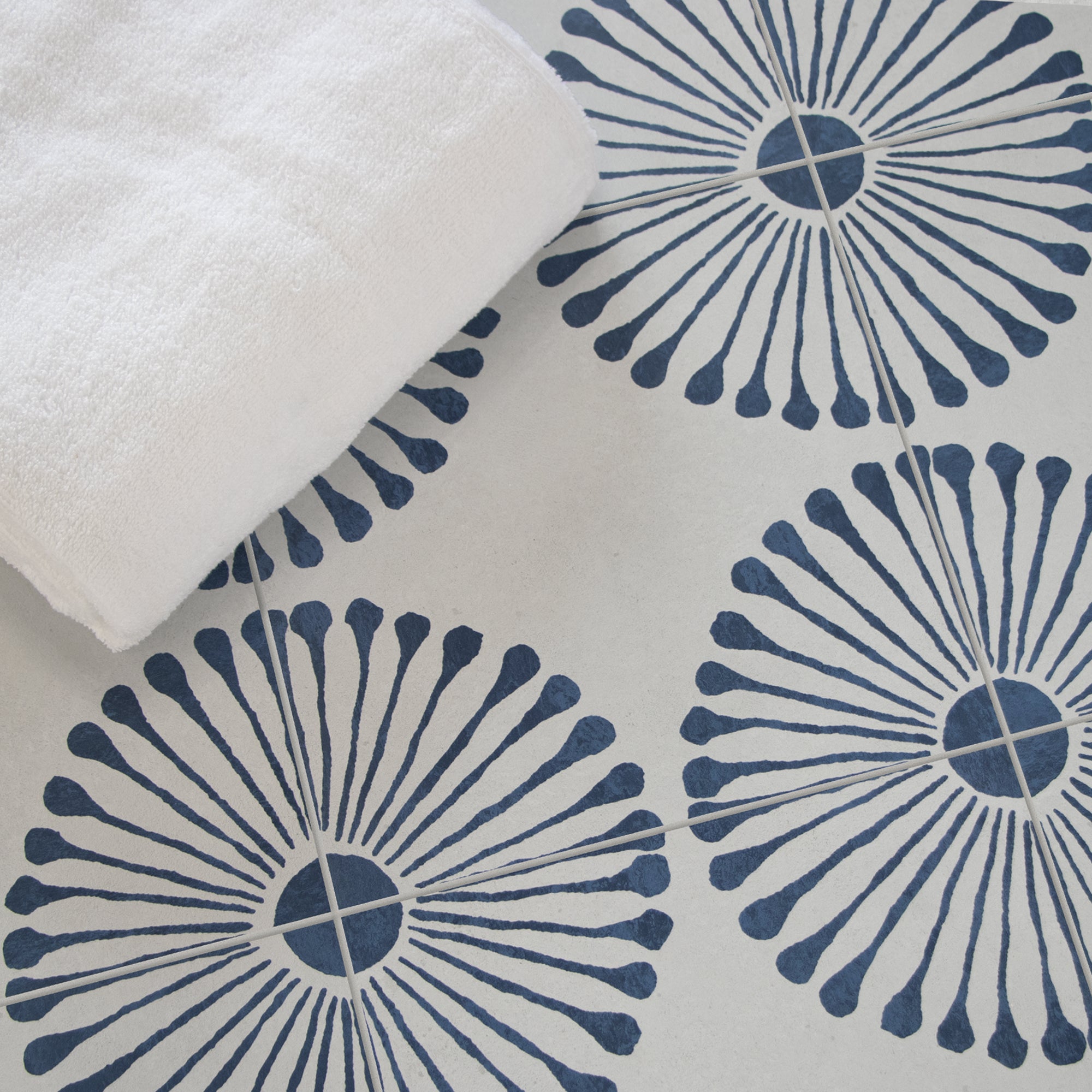9" x 9" Patterned Blue Peel and Stick Floor and Wall Tile