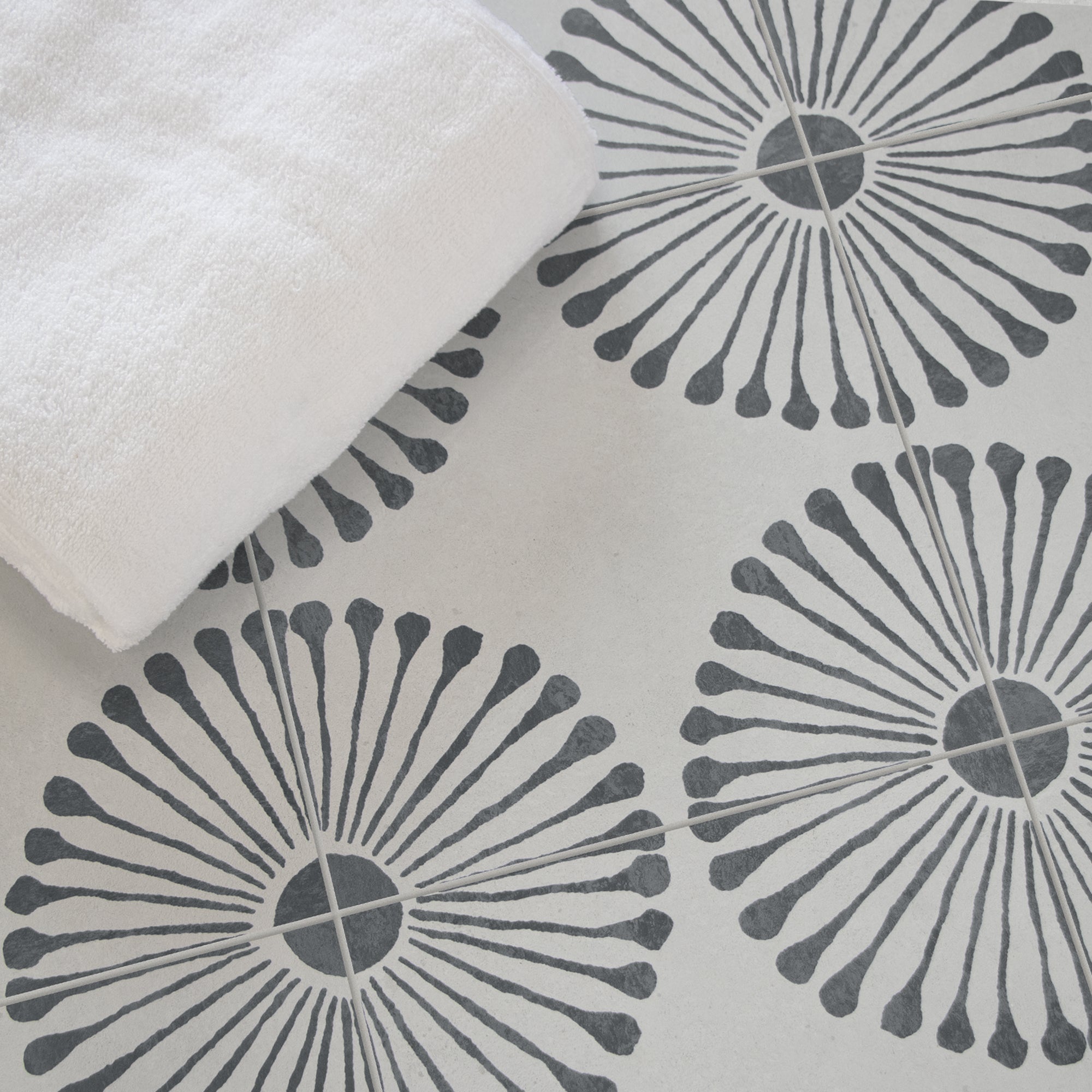 9" x 9" Patterned Gray Peel and Stick Floor and Wall Tile