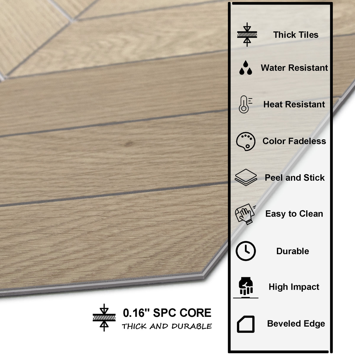 Chevron Warm Oak Peel and Stick Floor Tile