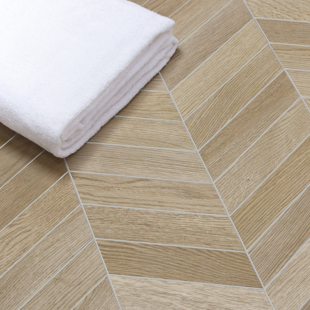 Chevron Warm Oak Peel and Stick Floor Tile