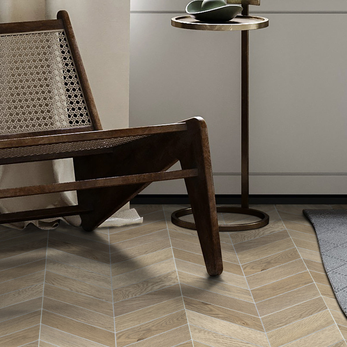 Chevron Warm Oak Peel and Stick Floor Tile