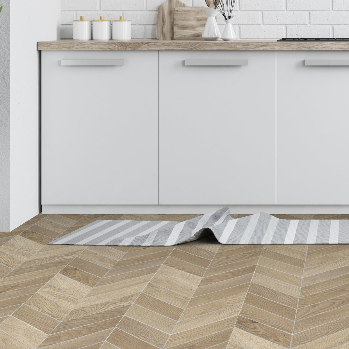 Chevron Warm Oak Peel and Stick Floor Tile