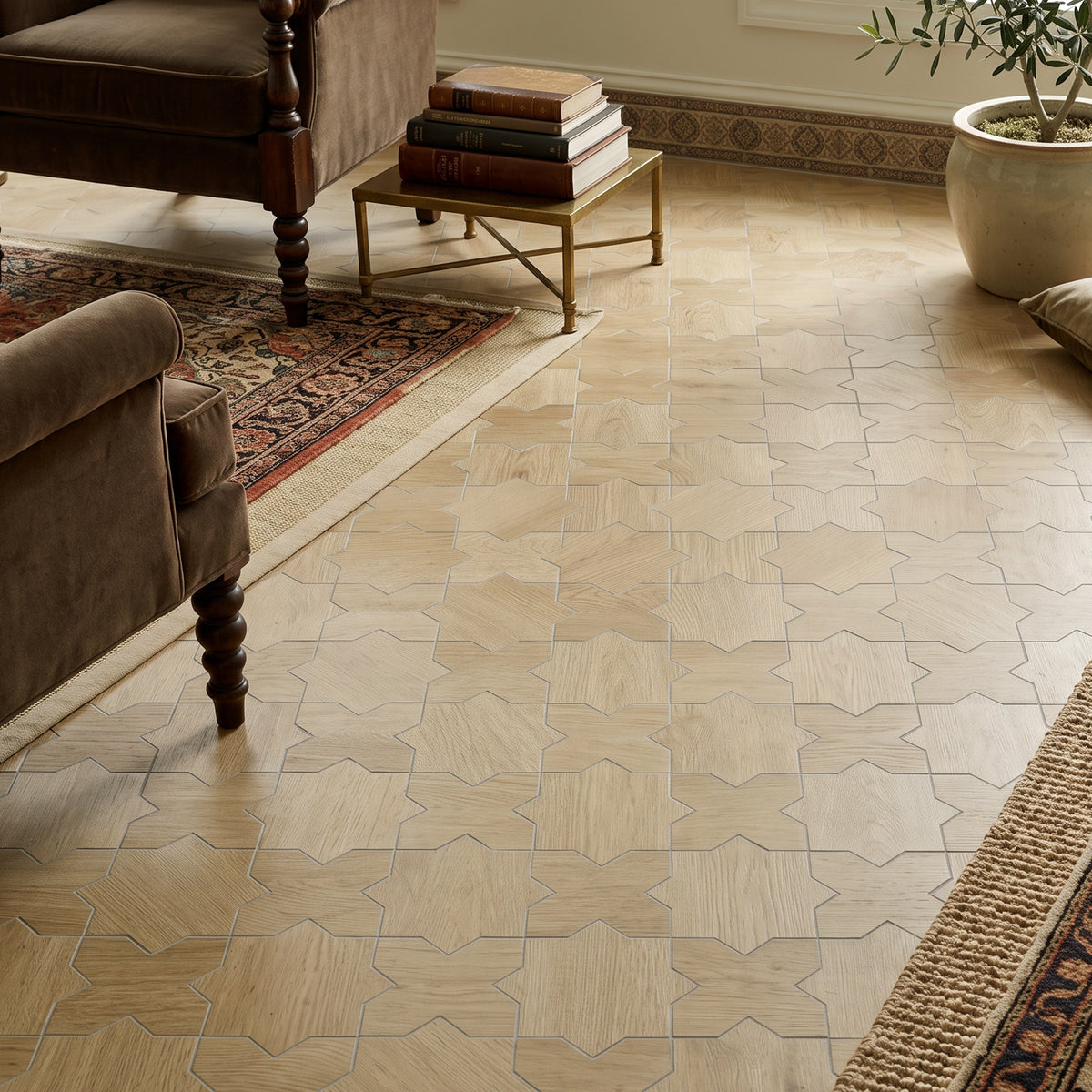 Cross & Star Peel and Stick Floor Tile