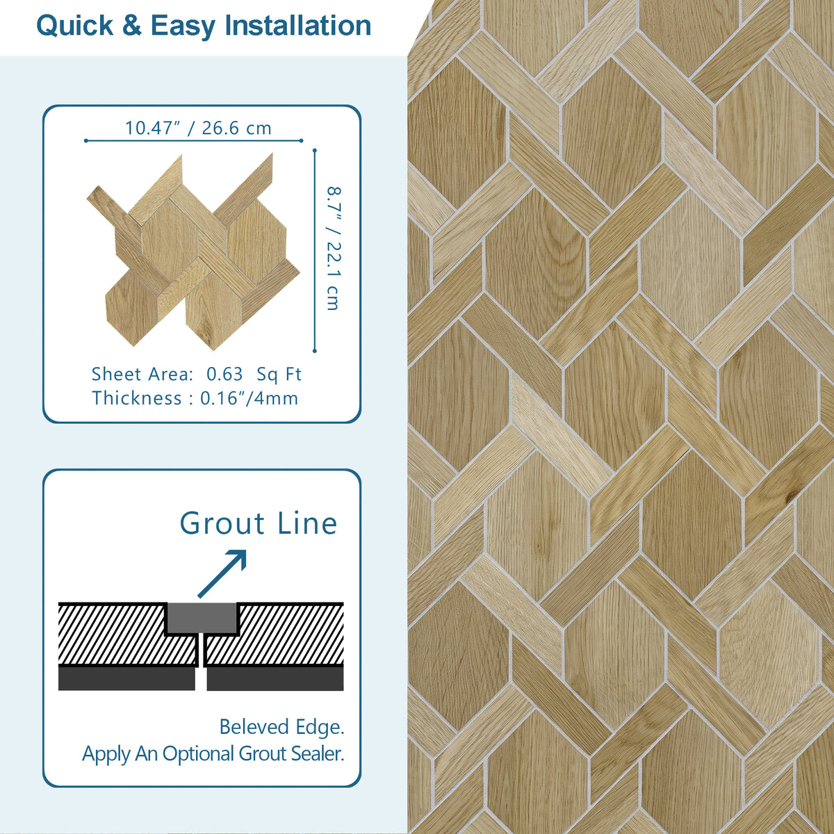 Mansion Wave Peel and Stick Floor Tile